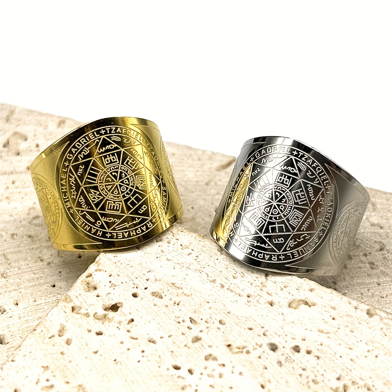 Seven Archangels Adjustable Ring for Women and Men in Stainless Steel